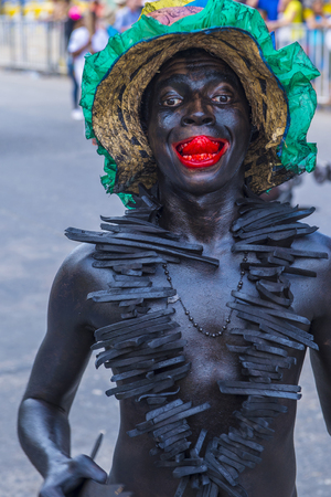 BARRANQUILLA , COLOMBIA - FEB 07 : Participant in the Barranquilla Carnival in Barranquilla , Colombia on February 07 2016. Barranquilla Carnival is one of the biggest carnival in the worldのeditorial素材