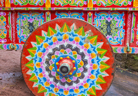 Traditional decorated Costa Rican ox cartの写真素材