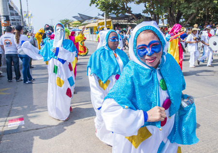 BARRANQUILLA , COLOMBIA - FEB 07 : Participants in the Barranquilla Carnival in Barranquilla , Colombia on February 07 2016. Barranquilla Carnival is one of the biggest carnival in the worldのeditorial素材
