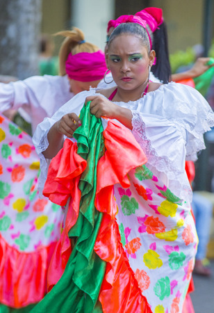 CARTAGENA , COLOMBIA - FEB 04 : Street performers in Cartagena Colombia on February 04 2016. The historic port city Cartagena is UNESCO World Heritage Site since 1984.のeditorial素材