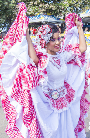 BARRANQUILLA , COLOMBIA - FEB 07 : Participant in the Barranquilla Carnival in Barranquilla , Colombia on February 07 2016. Barranquilla Carnival is one of the biggest carnival in the worldのeditorial素材