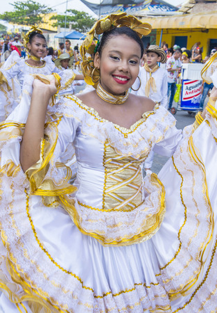 BARRANQUILLA , COLOMBIA - FEB 07 : Participants in the Barranquilla Carnival in Barranquilla , Colombia on February 07 2016. Barranquilla Carnival is one of the biggest carnival in the worldのeditorial素材