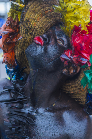 BARRANQUILLA , COLOMBIA - FEB 07 : Participants in the Barranquilla Carnival in Barranquilla , Colombia on February 07 2016. Barranquilla Carnival is one of the biggest carnival in the worldのeditorial素材