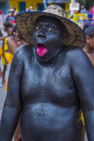 BARRANQUILLA , COLOMBIA - FEB 07 : Participant in the Barranquilla Carnival in Barranquilla , Colombia on February 07 2016. Barranquilla Carnival is one of the biggest carnival in the worldのeditorial素材