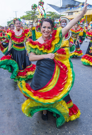 BARRANQUILLA , COLOMBIA - FEB 07 : Participants in the Barranquilla Carnival in Barranquilla , Colombia on February 07 2016. Barranquilla Carnival is one of the biggest carnival in the worldのeditorial素材