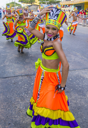 BARRANQUILLA , COLOMBIA - FEB 07 : Participants in the Barranquilla Carnival in Barranquilla , Colombia on February 07 2016. Barranquilla Carnival is one of the biggest carnival in the worldのeditorial素材