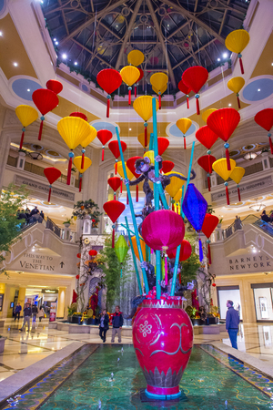 LAS VEGAS - FEB 21 : Chinese new year decorations at the Venetian hotel & Casino in Las Vegas on February 21, 2016. With more than 4000 suites it's one of the most famous hotels in the world.のeditorial素材