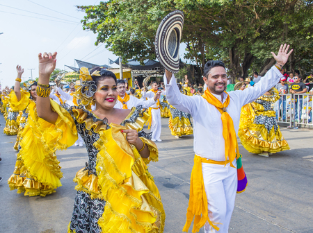 BARRANQUILLA , COLOMBIA - FEB 07 : Participants in the Barranquilla Carnival in Barranquilla , Colombia on February 07 2016. Barranquilla Carnival is one of the biggest carnival in the worldのeditorial素材