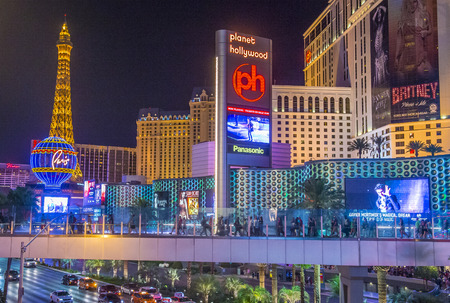 LAS VEGAS - JUNE 14 : View of the strip in Las Vegas on June 14 2016. The Las Vegas Strip is an approximately 4.2-mile (6.8 km) stretch of Las Vegas Boulevard in Clark County, Nevada.のeditorial素材