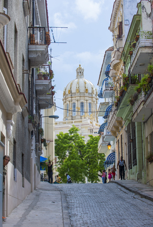 HAVANA, CUBA - JULY 18 : Street view of the old town of Havana Cuba on July 18 2016. The historic center of Havana is UNESCO World Heritage Site since 1982.のeditorial素材