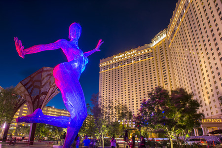 LAS VEGAS - JUNE 14 : The Bliss Dance Sculpture display at the T-Mobile park in Las Vegas on June 14, 2016. The 40-foot-tall sculpture of a dancing woman created by artist Marco Cochrane.のeditorial素材