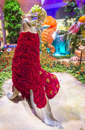 LAS VEGAS - JUNE 14 : Summer season in Bellagio Hotel Conservatory & Botanical Gardens on June 14 , 2016 in Las Vegas. There are five seasonal themes that the Conservatory undergoes each year.のeditorial素材
