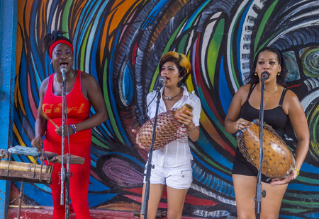 HAVANA, CUBA - JULY 18 : Rumba musicians in Havana Cuba on July 18 2016. Rumba is a secular genre of Cuban music involving dance, percussion, and song. It originated in the northern regions of Cubaのeditorial素材