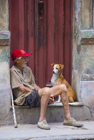 HAVANA, CUBA - JULY 18 : A portrait of a Cuban man in old Havana street on July 18 2016. The historic center of Havana is UNESCO World Heritage Site since 1982.のeditorial素材