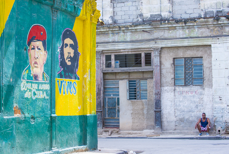 HAVANA, CUBA - JULY 18 : Street view of the old town of Havana Cuba on July 18 2016. The historic center of Havana is UNESCO World Heritage Site since 1982.のeditorial素材