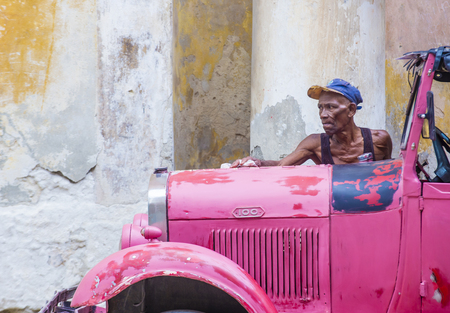 HAVANA, CUBA - JULY 18 : Old classic American car on one of Havana's streets on July 18 2016. There is nearly 60,000 vintage American cars in Cubaのeditorial素材