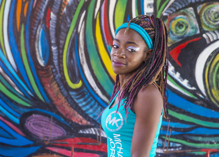 HAVANA, CUBA - JULY 18 : Portrait of a Rumba dancer in Havana , Cuba on July 18 2016. Rumba is a secular genre of Cuban music involving dance, percussion, and song. It originated in the northern regions of Cubaのeditorial素材