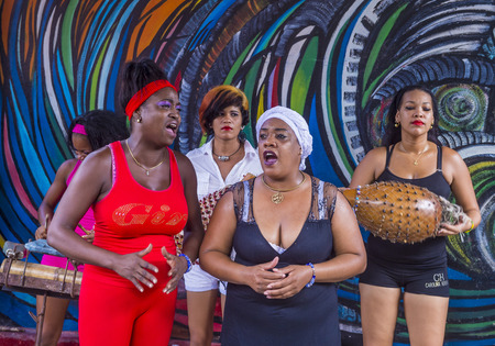 HAVANA, CUBA - JULY 18 : Rumba musicians in Havana Cuba on July 18 2016. Rumba is a secular genre of Cuban music involving dance, percussion, and song. It originated in the northern regions of Cubaのeditorial素材