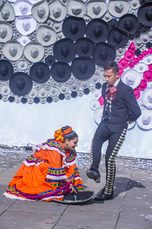 GUADALAJARA , MEXICO - AUG 28 : Dancers Participate at the 23rd International Mariachi & Charros festival in Guadalajara Mexico on August 28 , 2016.のeditorial素材