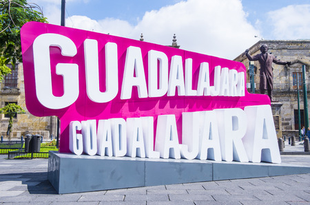 GUADALAJARA , MEXICO - AUG 29 : The Guadalajara sign in the historic center of Guadalajara Mexico on August 29 2016. Guadalajara is the capital and largest city of the Mexican state of Jaliscoのeditorial素材
