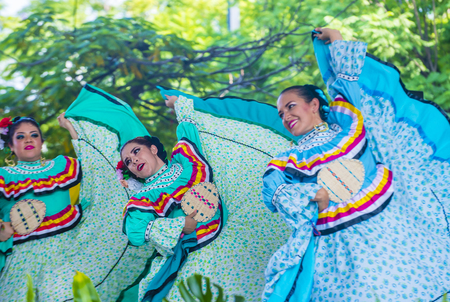GUADALAJARA , MEXICO - AUG 28 : Dancers Participate at the 23rd International Mariachi & Charros festival in Guadalajara Mexico on August 28 , 2016.のeditorial素材