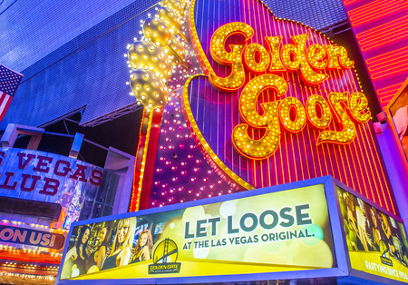 LAS VEGAS - JULY 04 : The golden goose sign at the Fremont Street Experience on July 04 2016 in Las Vegas Nevada. The Fremont Street Experience is a pedestrian mall and attraction in downtown Las Vegasのeditorial素材