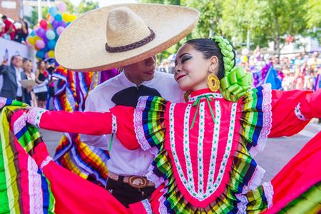 GUADALAJARA , MEXICO - AUG 28 : Participants in a parde during the 23rd International Mariachi & Charros festival in Guadalajara Mexico on August 28 , 2016.のeditorial素材
