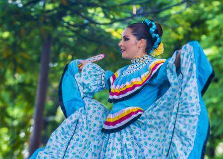 GUADALAJARA , MEXICO - AUG 28 : Dancer Participates at the 23rd International Mariachi & Charros festival in Guadalajara Mexico on August 28 , 2016.のeditorial素材