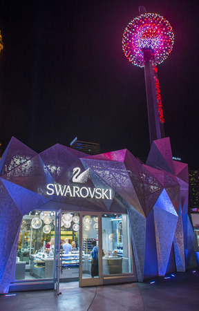 LAS VEGAS - OCT 05 : The Swarovski shop in Las Vegas Strip on October 05 , 2016. Swarovski is an Austrian producer of luxury cut crystal founded at 1895.のeditorial素材
