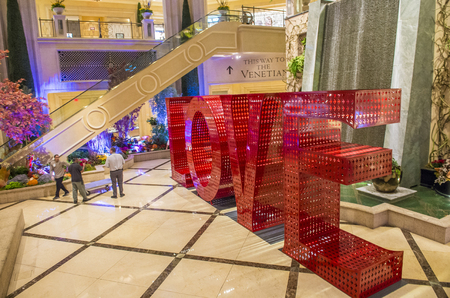 LAS VEGAS - OCT 05 : The LOVE installation at the Venetian Hotel in Las Vegas on October 05, 2016. The installation created by the artist Laura Kimptonのeditorial素材