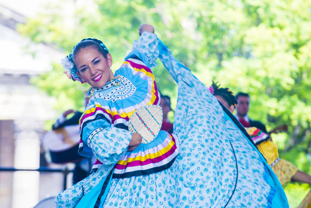 GUADALAJARA , MEXICO - AUG 28 : Dancer Participates at the 23rd International Mariachi & Charros festival in Guadalajara Mexico on August 28 , 2016.のeditorial素材