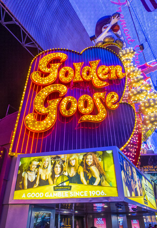 LAS VEGAS - JULY 04 : The golden goose sign at the Fremont Street Experience on July 04 2016 in Las Vegas Nevada. The Fremont Street Experience is a pedestrian mall and attraction in downtown Las Vegasのeditorial素材
