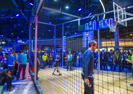 LAS VEGAS - JAN 08 : The Intel booth at the CES show in Las Vegas on January 08 2017 , CES is the...