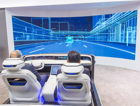 LAS VEGAS - JAN 08 : The Hyundai Mobis Concept car simulator at the CES Show in Las Vegas, Navada, on January 08, 2017. CES is the world's leading consumer-electronics show.のeditorial素材