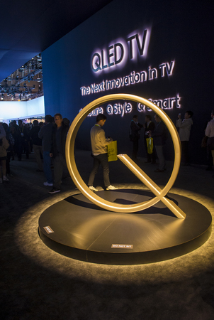 LAS VEGAS - JAN 08 : The Samsung booth at the CES show held in Las Vegas on January 08 2017 , CES is the world's leading consumer-electronics show.のeditorial素材