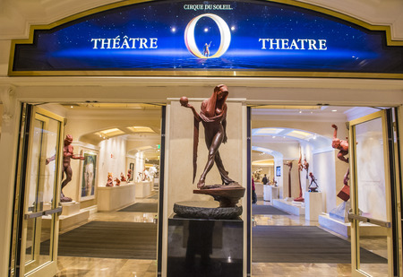 LAS VEGAS - OCT 04 : O theatre at the Bellagio hotel in Las Vegas on October 04 2016. O is a Cirque du Soleil stage production written and directed by Franco Dragone.のeditorial素材