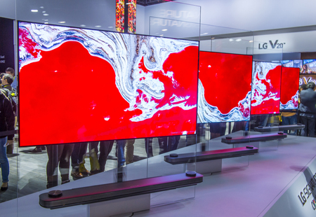 LAS VEGAS - JAN 08 : The LG booth at the CES show in Las Vegas on January 08 2017 , CES is the world's leading consumer-electronics show.のeditorial素材