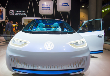 LAS VEGAS - JAN 08 : The Volkswagen booth at the CES Show in Las Vegas, Navada, on January 08, 2017....