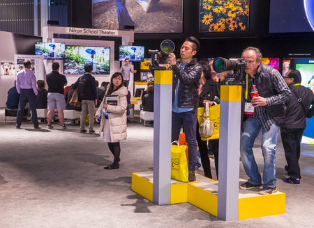 LAS VEGAS - JAN 08 : The Nikon booth at the CES show in Las Vegas on January 08 2017 , CES is the...