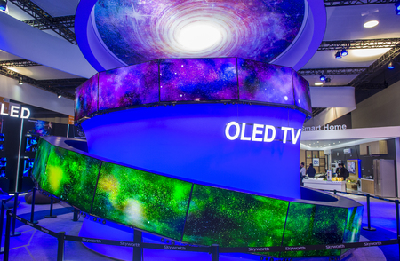 LAS VEGAS - JAN 08 : The Skyworth booth at the CES show held in Las Vegas on January 08 2017 , CES is the world's leading consumer-electronics show.のeditorial素材