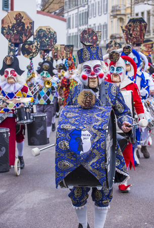 BASEL , SWITZERLAND - MARCH 08 : Participants in the Basel Carnival in Basel , Switzerland on March 08 2017. The Basel carnival has been listed as one of the top local festivities in Europeのeditorial素材