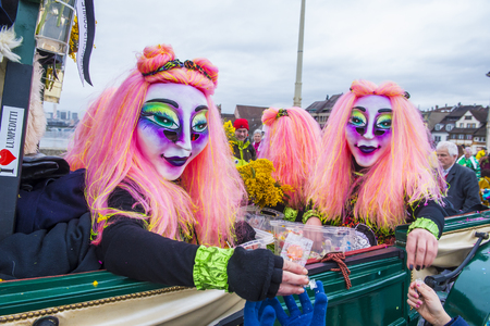 BASEL , SWITZERLAND - MARCH 08 : Participants in the Basel Carnival in Basel , Switzerland on March 08 2017. The Basel carnival has been listed as one of the top local festivities in Europeのeditorial素材