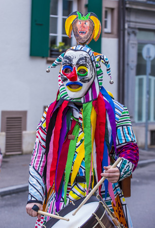 BASEL , SWITZERLAND - MARCH 08 : Participant in the Basel Carnival in Basel , Switzerland on March 08 2017. The Basel carnival has been listed as one of the top local festivities in Europeのeditorial素材
