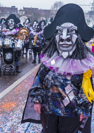 BASEL , SWITZERLAND - MARCH 08 : Participants in the Basel Carnival in Basel , Switzerland on March 08 2017. The Basel carnival has been listed as one of the top local festivities in Europeのeditorial素材