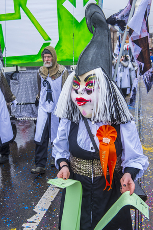 BASEL , SWITZERLAND - MARCH 08 : Participants in the Basel Carnival in Basel , Switzerland on March 08 2017. The Basel carnival has been listed as one of the top local festivities in Europeのeditorial素材