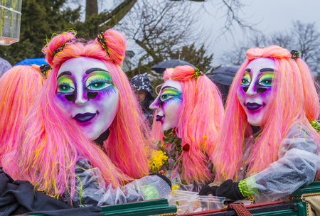 BASEL , SWITZERLAND - MARCH 08 : Participants in the Basel Carnival in Basel , Switzerland on March 08 2017. The Basel carnival has been listed as one of the top local festivities in Europeのeditorial素材