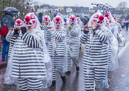 BASEL , SWITZERLAND - MARCH 08 : Participants in the Basel Carnival in Basel , Switzerland on March 08 2017. The Basel carnival has been listed as one of the top local festivities in Europeのeditorial素材