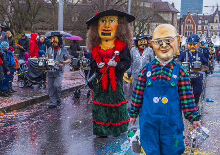 BASEL , SWITZERLAND - MARCH 08 : Participants in the Basel Carnival in Basel , Switzerland on March 08 2017. The Basel carnival has been listed as one of the top local festivities in Europeのeditorial素材