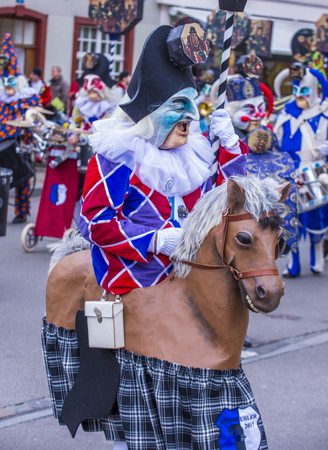 BASEL , SWITZERLAND - MARCH 08 : Participants in the Basel Carnival in Basel , Switzerland on March 08 2017. The Basel carnival has been listed as one of the top local festivities in Europeのeditorial素材
