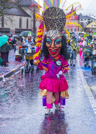 BASEL , SWITZERLAND - MARCH 08 : Participants in the Basel Carnival in Basel , Switzerland on March 08 2017. The Basel carnival has been listed as one of the top local festivities in Europeのeditorial素材